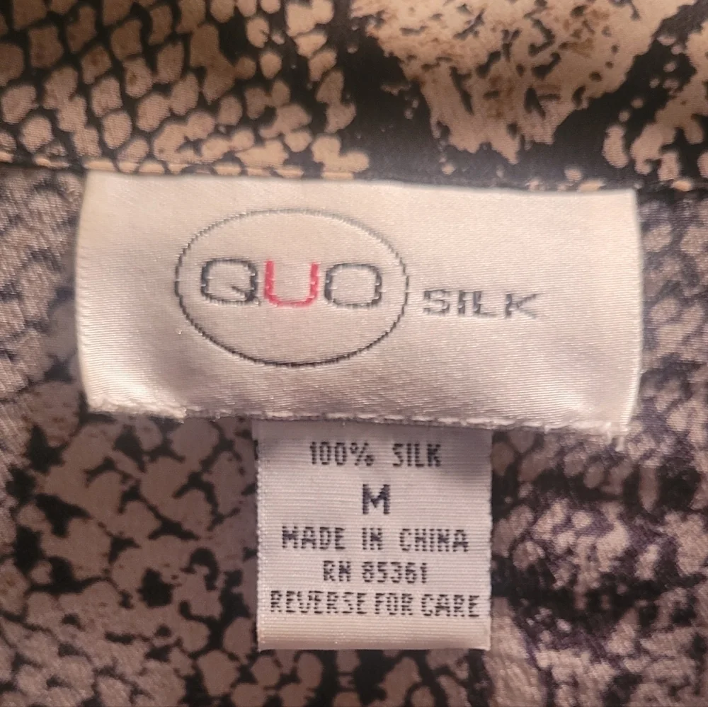 QUO 100% Silk Snake Print Blouse Medium - Picture 4 of 4